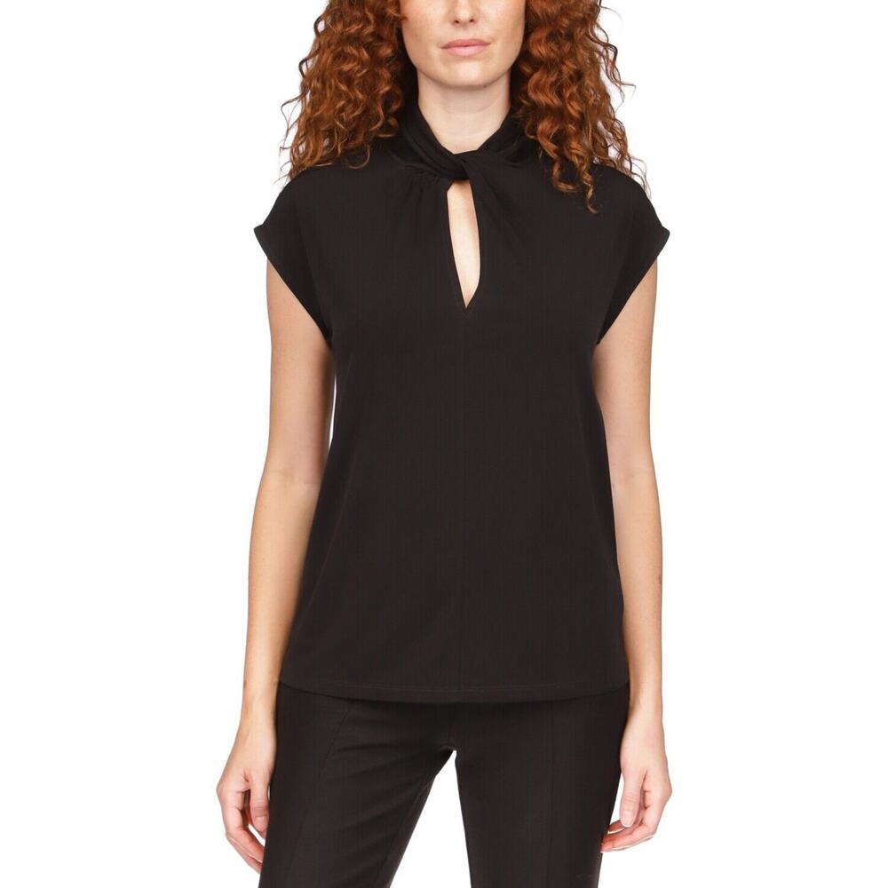Michael Kors Women’s Petite Twisted-Neck Sleeveless Top Black US M
